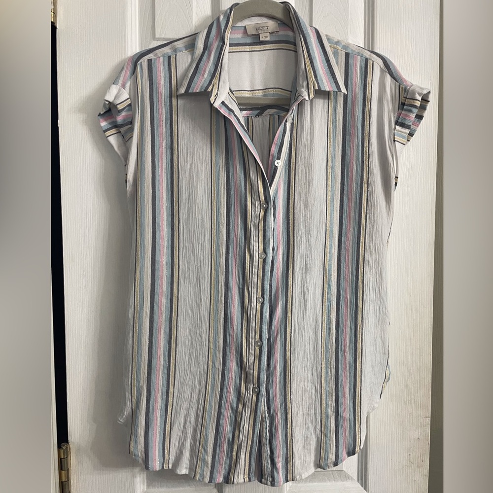 Loft Striped Button Down, Size S - image 1